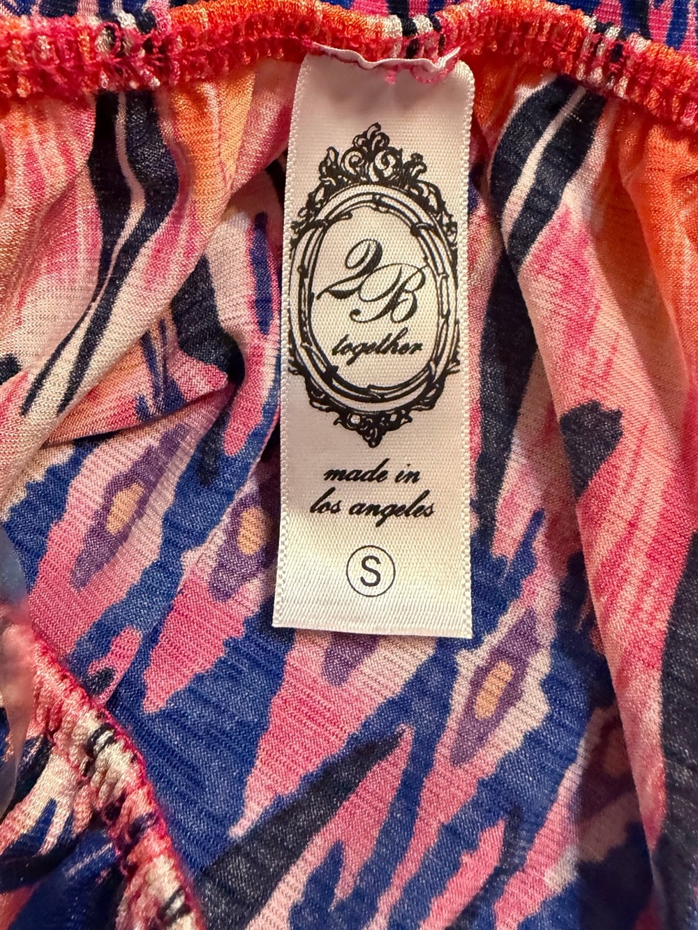 2 B Together Ikat Print Mini Dress - Pink & Orange Multicolor size Small - Picture 3 of 6